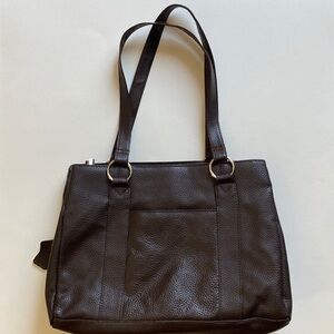 Chic Dark Brown Leather Shoulder Bag